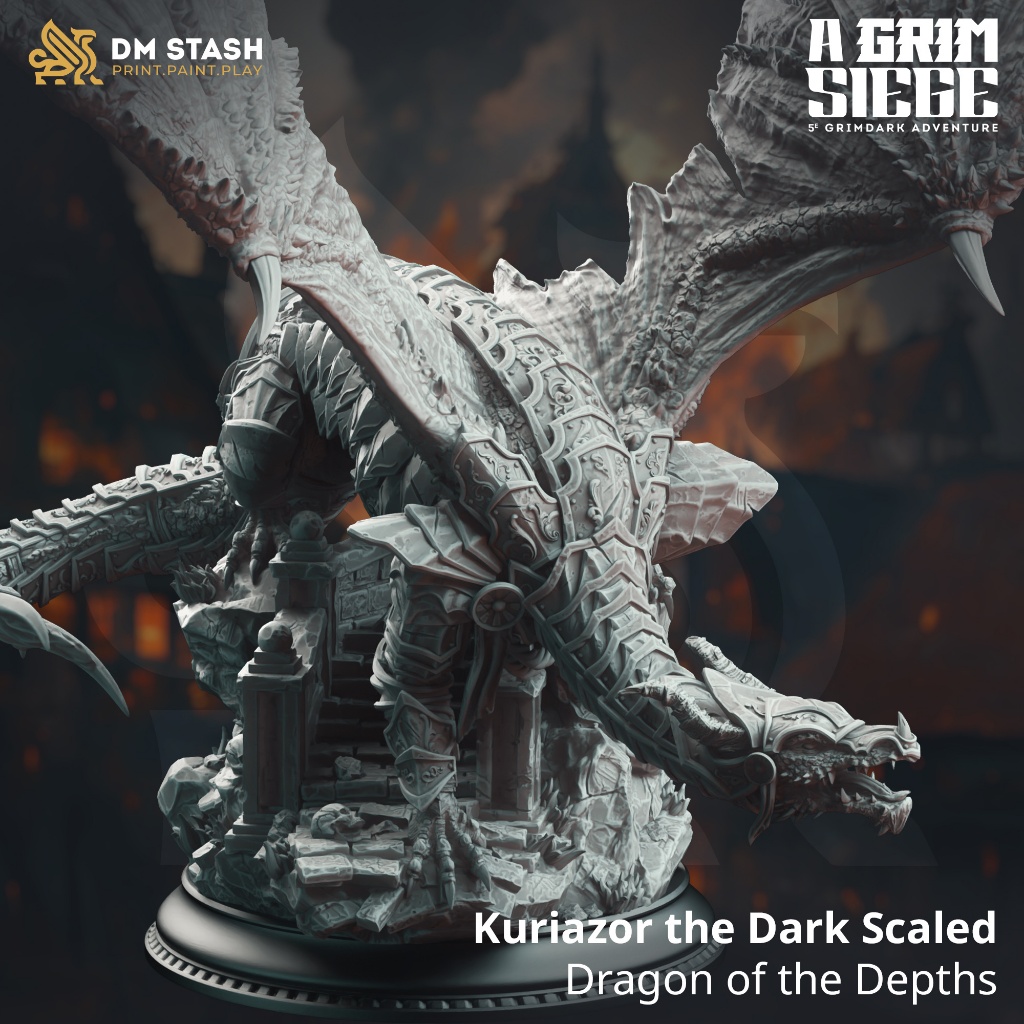 Dnd Dragon I Kuriazor I (งานเรซิ่นยังไม่ลงสี) ฐาน 3 นิ้ว