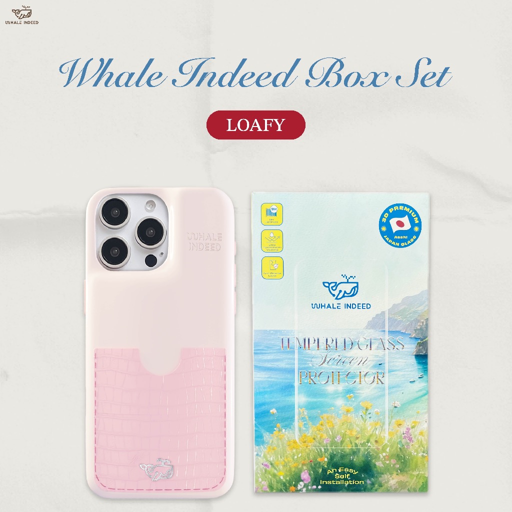 Whale Indeed Loafy Box Set  - ฟิล์มกระจกใส เคส  (แถมชุดติดตั้ง ติดตั้งง่ายด้วยตัวเอง)