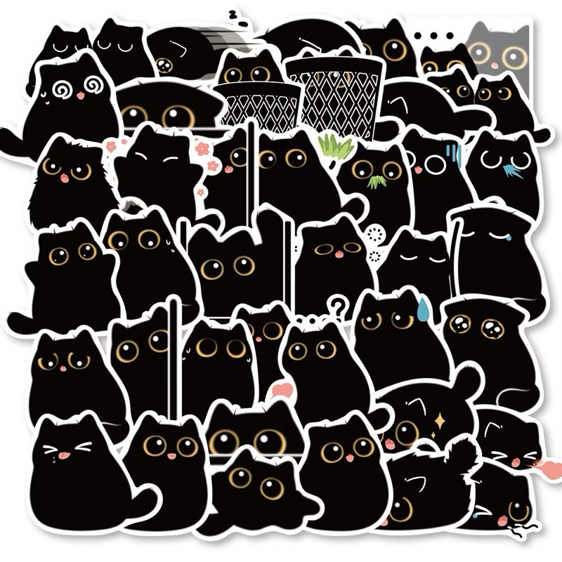สติ๊กเกอร์ น้องแมวน่ารัก 141 น้องแมว 50ชิ้น น้องน่ารักมาก japan 🇯🇵 ญี่ปุ่น น่ารัก cat น้อน แมว เหมียว แมวส้ม ดำ
