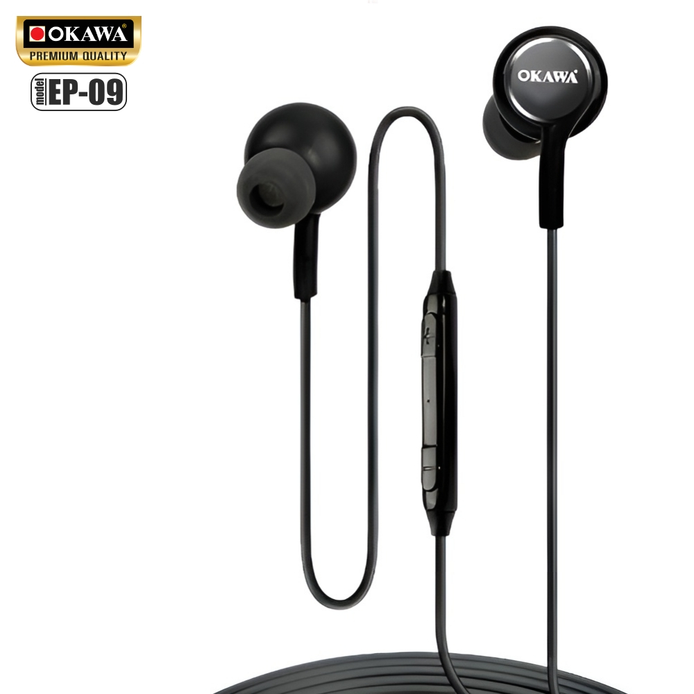 Okawa EP-09 หูฟังสมาร์ทโฟน Super Bass สีดำ ขวัญใจมหาชน