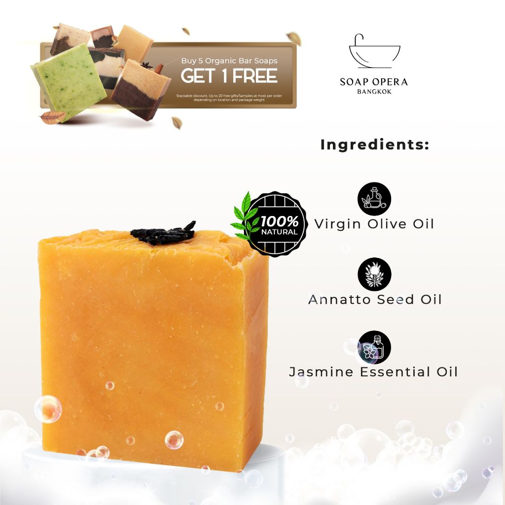 Jasmine & Annatto Soothing Handmade Bar Soap (สบู่มะลิและแอนแนตโท)