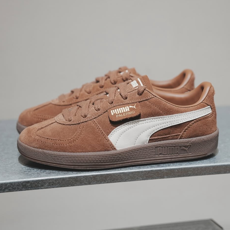 ✨สินค้าของแท้ 100% ขายร้อน💥PUMA Palermo Anti Slip Wear Resistant Low Top Skateboard Shoes Unisex Brown 396463-56