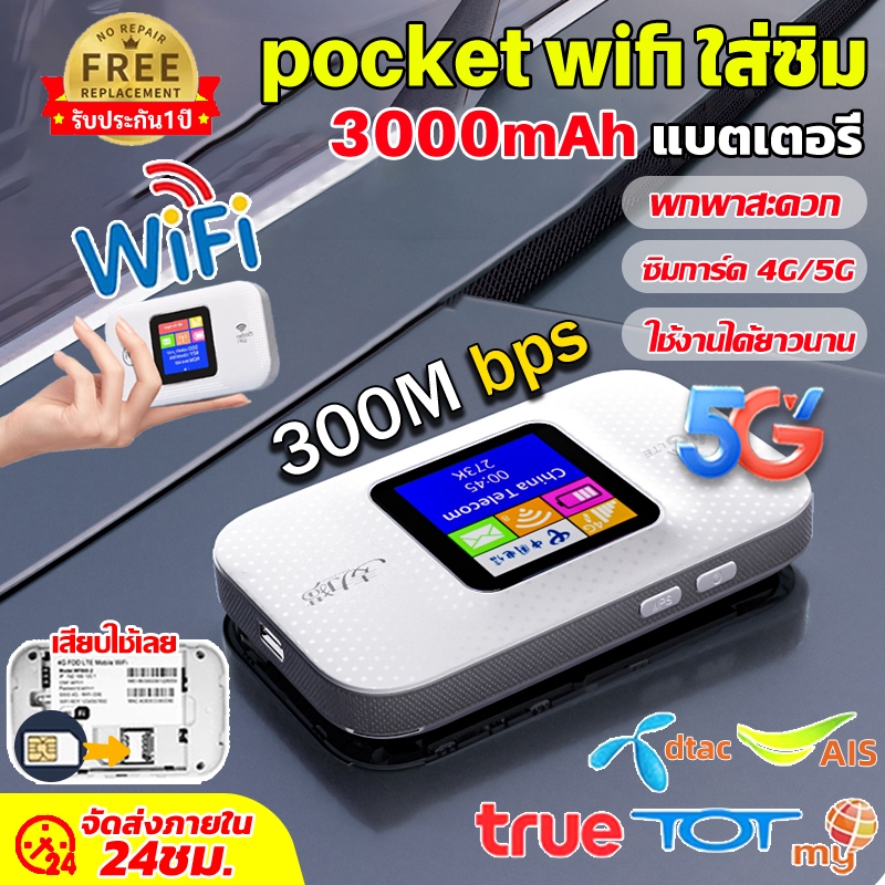 【รับประกัน5ปี】ไวไฟพกพา Pocket WiFi 4G/5G เราเตอร์ใส่ซิม รองรับทุกซิม โมบายไวไฟ Router Wireless พ็อกเก็ตไวไฟ เสียบใช้เลย