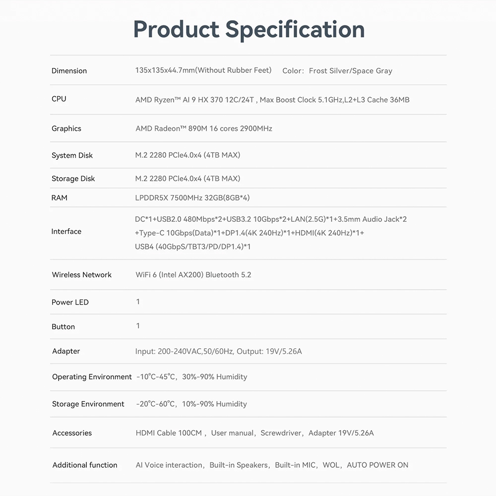 [Official ศูนย์ไทย] Beelink SER9 Pro ล่าสุด AMD Ryzen™ AI 9 HX 370 MINI PC 12 Zen5 CPU cores ความจุ RAM 32GB ROM 1TB ราคา ถูกที่สุด ดีลบีเคเค แกลเลอรีภาพที่ 9