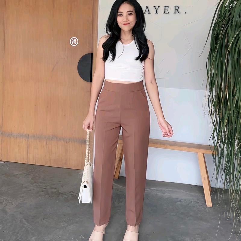 [ Asawin.bkk ] กางเกงสแล็ค กระบอกเล็ก ซิปข้าง รุ่น Lilly Pants