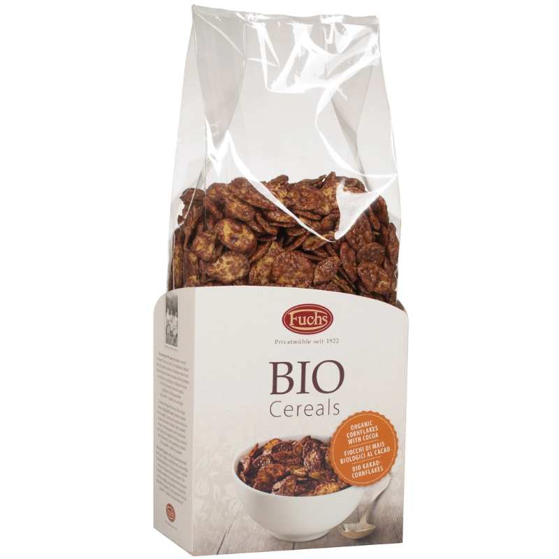 ฟุคส์ ซีเรียลอาหารเช้า ออแกนิค คอนเฟลคเคลือบโกโก้ 300 กรัม - Bio Cornflakes with Cocoa 300g Fuchs brand