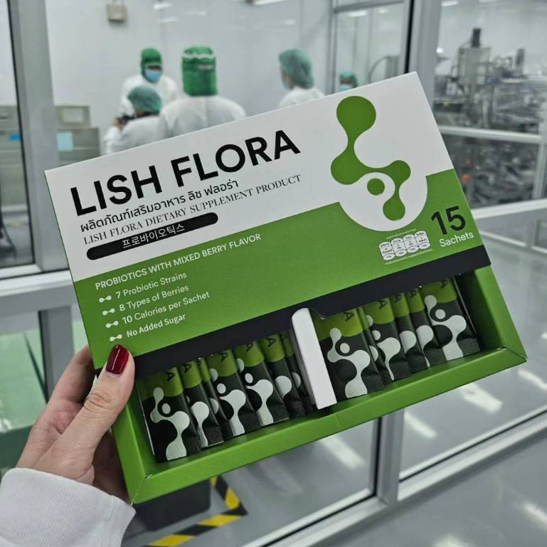 LISH Flora ลิช ฟลอร่า Synbiotics (Probiotics & Prebiotics) 1 กล่องบรรจุ 15 ซอง