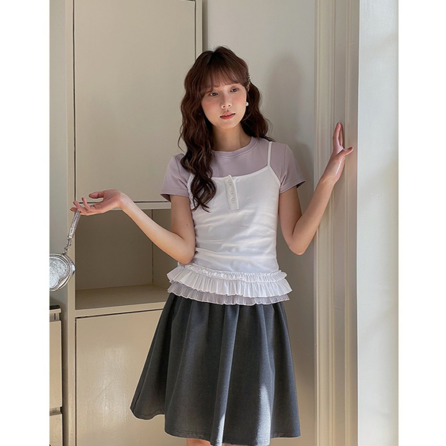 (พร้อมส่ง) Clothestoryy - Roen Camisole เสื้อสายเดี่ยวระบายปลาย // Sweet Dream Tee เสื้อยืด