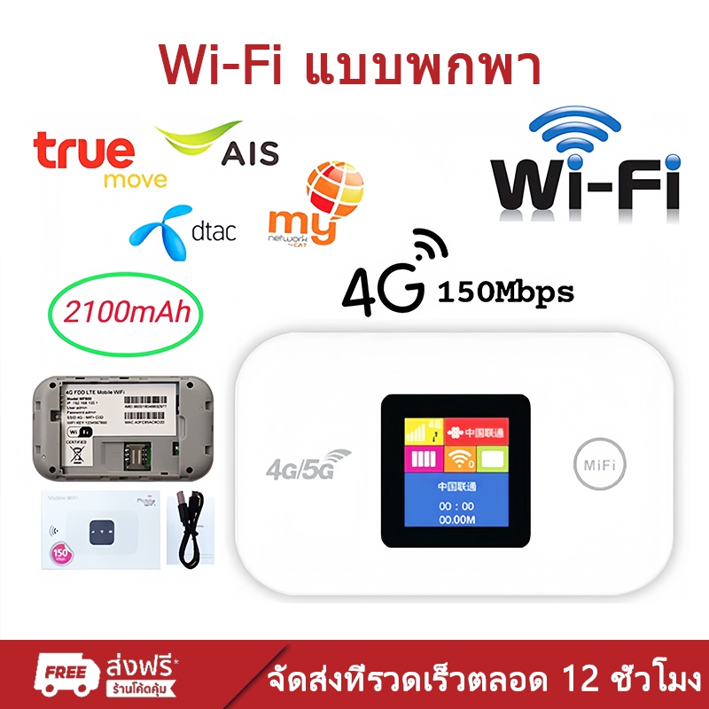 Pocket WiFi ใส่ซิม Wireless 3200mAh 4G Router SIM AIS True NT เราเตอร์ใส่ซิม 5G เราเตอร์ WiFi ใส่ซิม