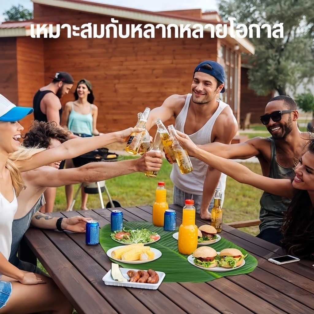 ใบกล้วย ใบตองปลอม ใบกล้วยจำลอง  Banana Leaf ใบตองเสมือนจริง ใบตองเทียม ใบประดับโต๊ะ ใบตองพลาสติก - รูปที่ 2