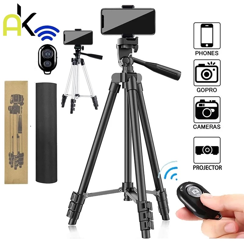 AK ขาตั้งกล้องมือถือปรับระดับได้ รุ่น3110แข็งแรง พกพาสะดวก-พร้อมหัวสำหรับต่อมือถือ+ถุงผ้าขาตั้ง