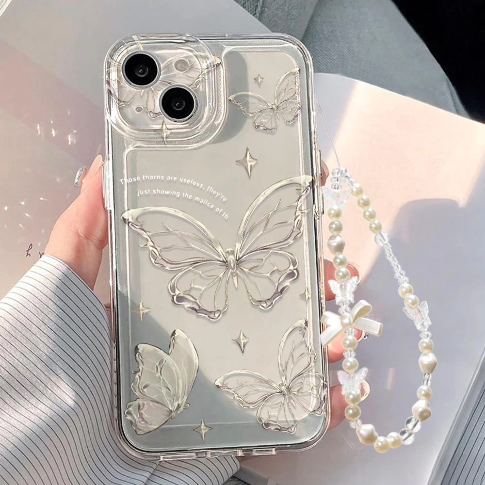 เคสไอโฟน สําหรับ iPhone 17 11 13 16 15 14 12 Pro Max 7 8 15 14 Plus XR X XS Max SE โปร่งใส ผีเสื้อ เคสโทรศัพท์ Case