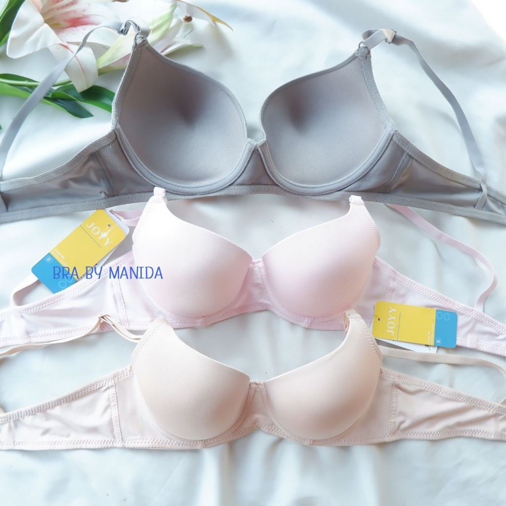 Jintana เสื้อชั้นใน(เสริมโครง) รุ่น JOYY รหัส JBSS58 มีโครง ฟองน้ำบาง สีเบสิค เต้าทรงบราเรียบเนียน