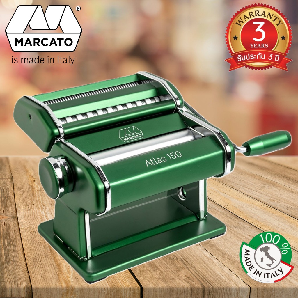 MARCATO Atlas 150 Design Green Pasta Machine เขียว เครื่องรีดแป้งและตัดเส้นพาสต้า บะหมี่ ข้าวซอย มือ
