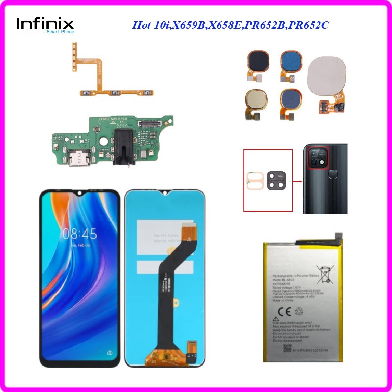 อะไหล่มือถือ infinix Hot 10i,X659B,X658E,PR652B,PR652C,สายแพร/หน้าจอ LCD./แบตเตอรี่(BL-58CX)/กระจกเล