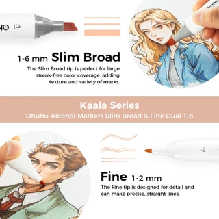 FOLIO ART : ปากกามาร์คเกอร์ Ohuhu เซตสี 24 Skin Tone colors (Kaala Series) 90406