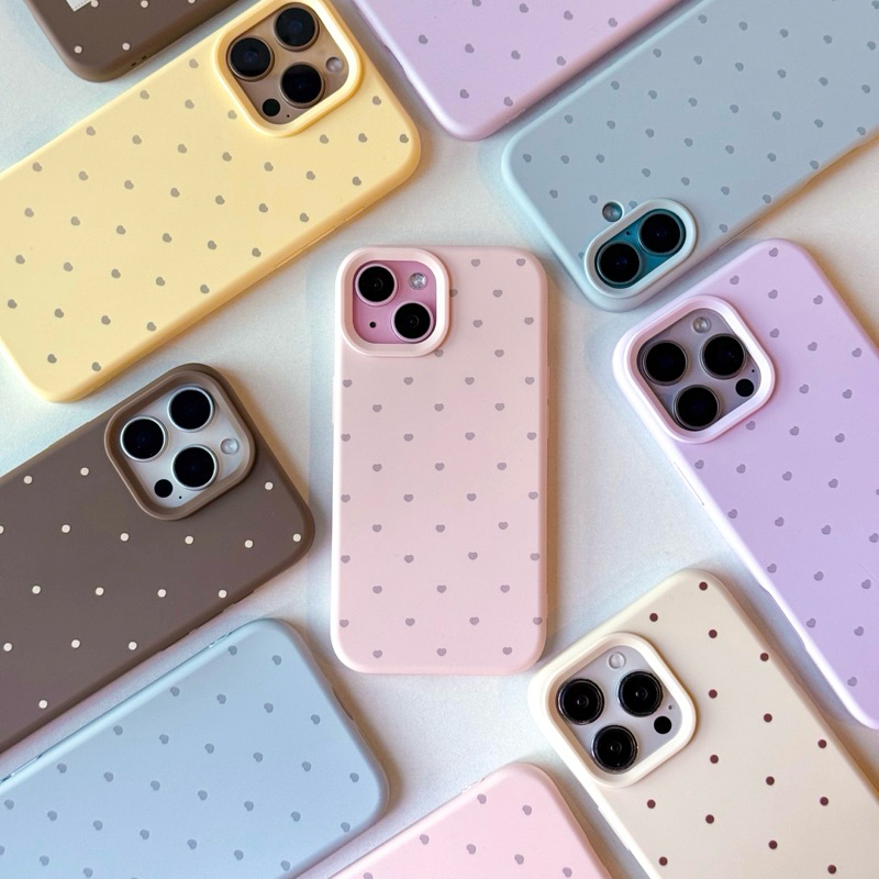 [i17]พร้อมส่ง 10สี🍦 T1S201 เคสนิ่มกันเลนส์กล้องลายจุด, ลายหัวใจ 💘 เคสไอโฟน สำหรับ iPhone case 11-15Promax,17Pro,17Promax รูปที่ 8