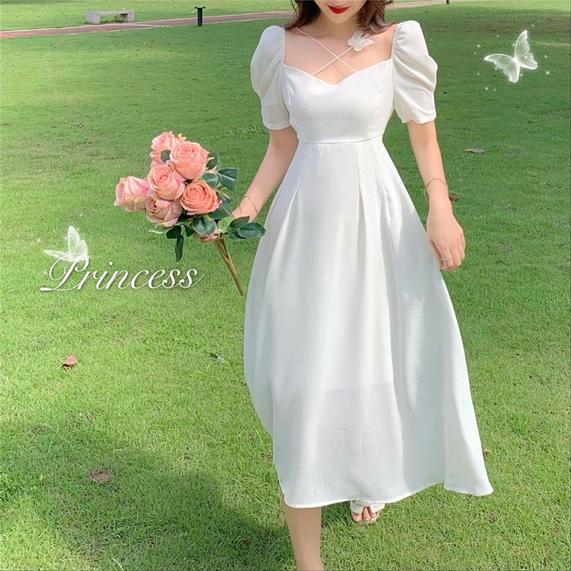 เดรสยาว สายเดี่ยว ผู้หญิง ชุดราตรี ออกงาน ทรงเอ ชุดน่ารัก เกาหลี งานแต่ง