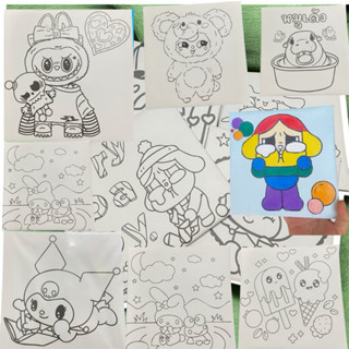 เฟรมผ้าแคนวาส ผ้าเปล่า ขนาด 20 x 20 cm.ไม่มีสี คละลาย 10ชิ้น