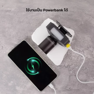 IWACHI หน้าไฟฉายคาดหัว with powerbank ZOOM ได้หรี่ไฟได้ แสงไฟสีขาว ชาร์จมือถือได้