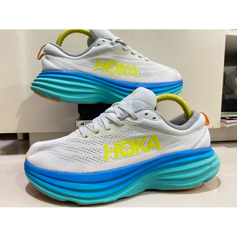Hoka Bondi8🔥ไชร้41-25.5รองเท้ามือสองข้อแท้100%🔥เหมาะกับเท้ายาว25.5สายซัพพอตนุ่ม🔥