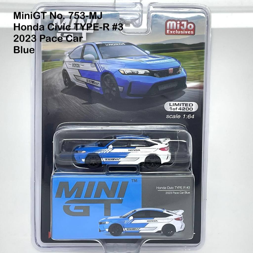 MiniGT  No. 753-MJ Honda Civic Type R #3 2023 Pace Car Blue /blister package