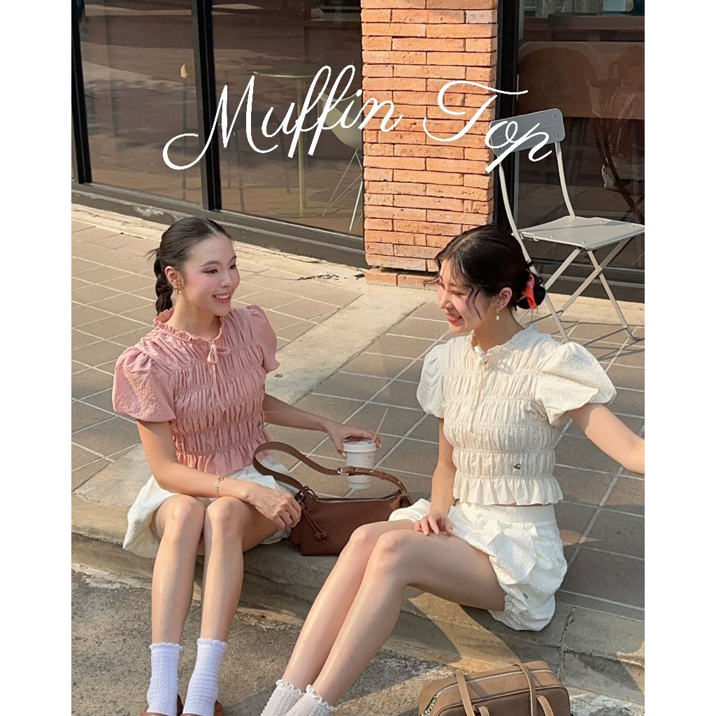 COPPER.BKK Muffin Topเสื้อคอระบายผูกโบว์ แขนตุ๊กตา สม๊อคทั้งตัว