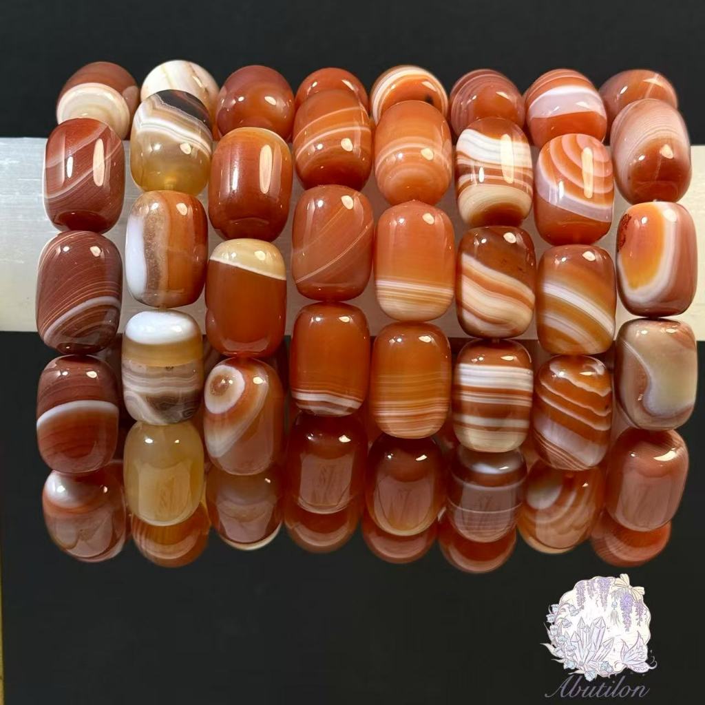 สร้อยข้อมืออาเกต Red Agate ธรรมชาติ หินเสริมดวง เสริมโชคลาภ เงินไหลมาเทมา