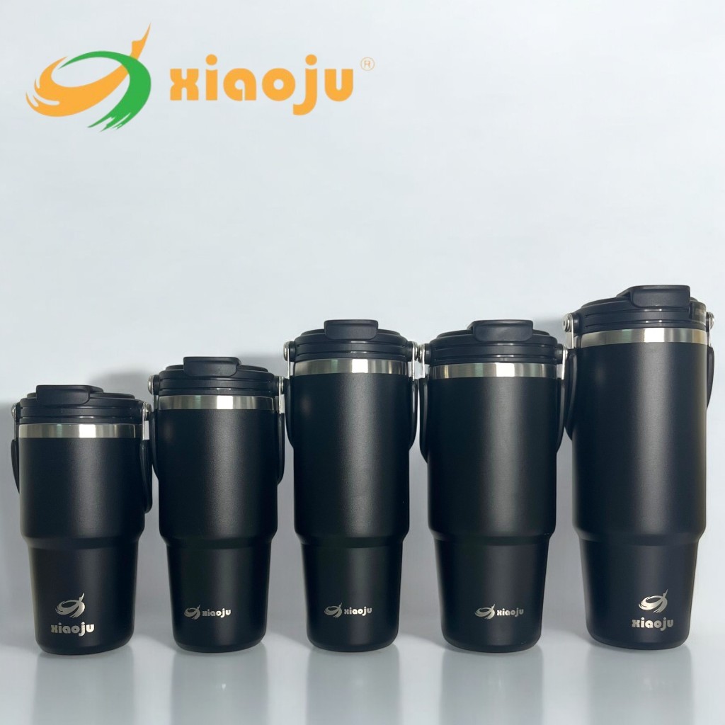 XIAOJU แก้วน้ำเก็บความเย็น ฝาหูหิ้วพร้อมเปิดดื่ม 2 ฝั่ง หลอดดูด / ยกดื่ม เก็บอุณหภูมิได้ทั้งร้อนและเย็น SUS304
