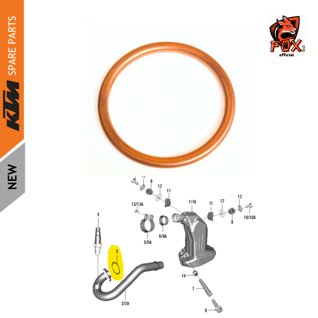 ปะเก็นทองแดง ปะเก็นคอท่อ สำหรับ KTM DUKE RC 200/250/390 90105004000 exhaust flange gasket แท้เบิกศูนย์