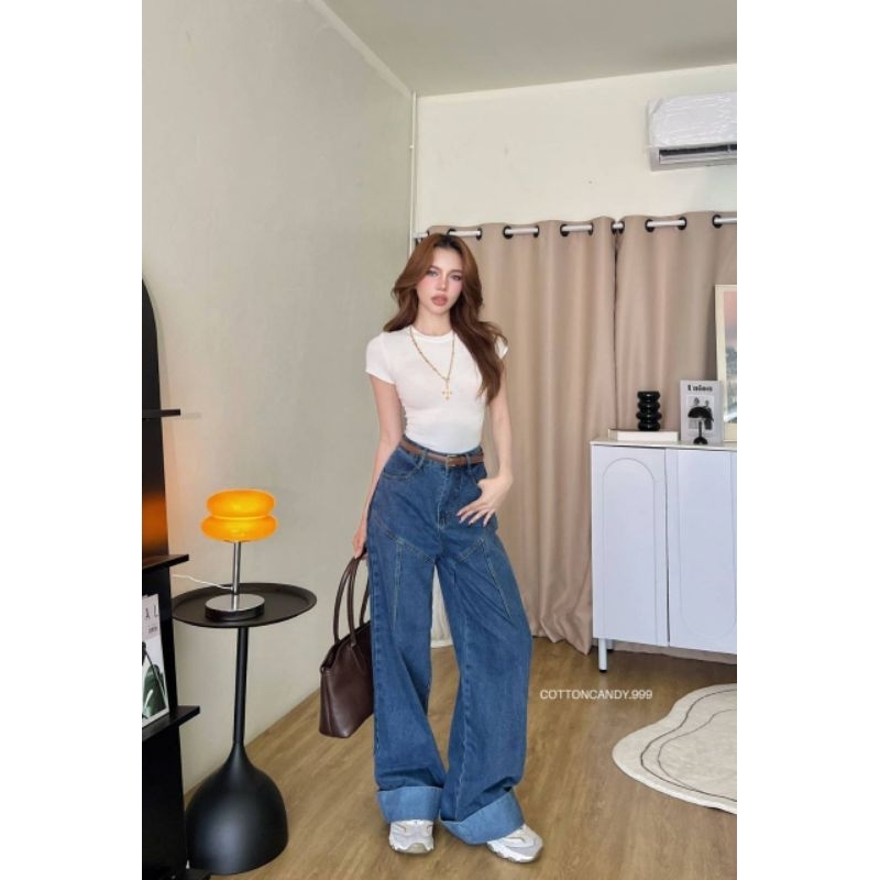 #COTTON CANDY 🍭กางเกงยีนส์ขายาว New Rose'jeans