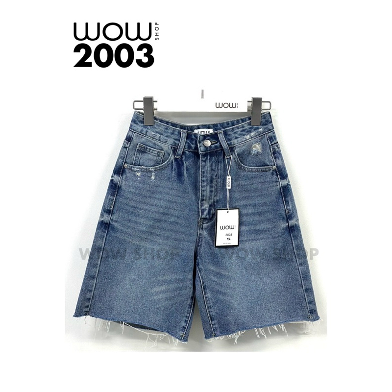 กางเกงขาสั้นสามส่วน เอวสูง ปลายขาตัด แต่งขาด #WW2003 - รูปที่ 5