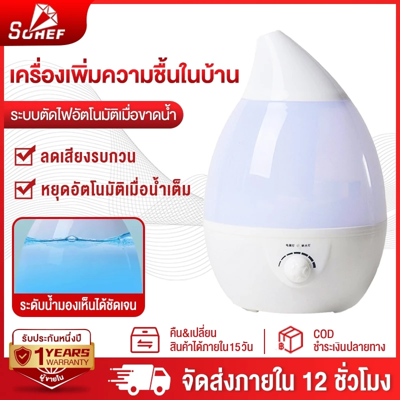 Humidifier 3L เครื่องพ่นไอน้ำอโรม่าขนาดใหญ่ เครื่องทำความชื้น ใส่น้ำมันหอมระเหยอโรม่า น้ำหอมอโรม่า Humidifier เครื่อพ่นน
