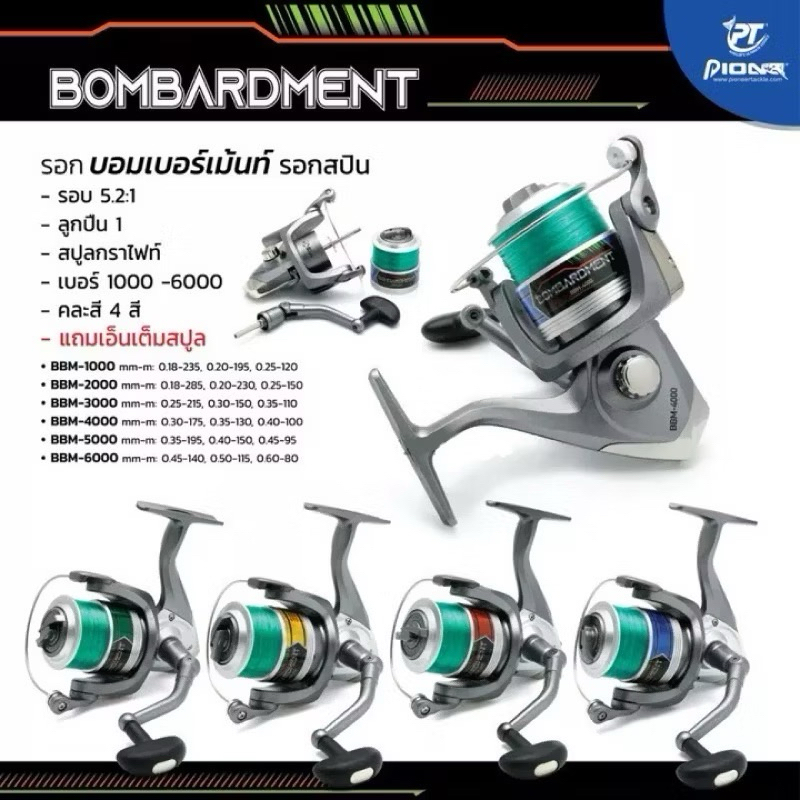 รอกตกปลาราคาถูก รอกสปินนิ่ง Pioneer Boombartment มีเพิ่มสายเอ็น