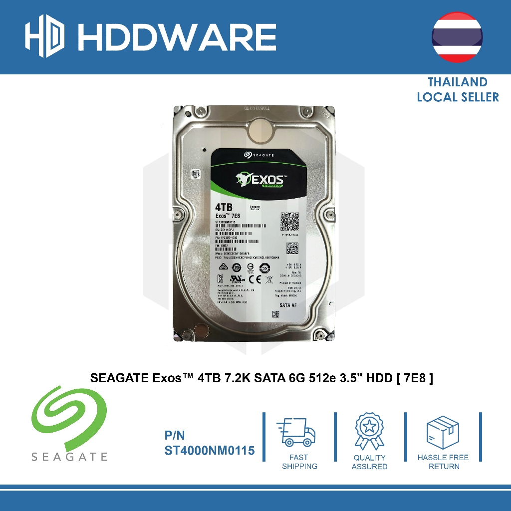 SEAGATE Exos™ 4TB 7.2K SATA 6G 512e 3.5" HDD [ 7E8 ] // ST4000NM0115 // 1YZ107-004