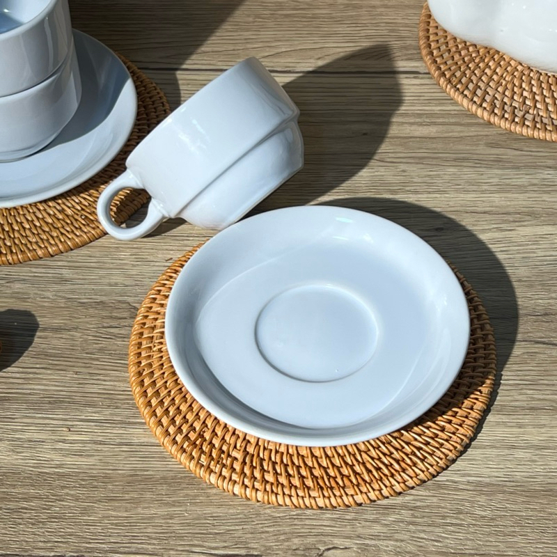 แก้วกาแฟเซรามิคสีขาว ชุดกาแฟพร้อมจานรอง มาตราฐานโรงแรม - รูปที่ 2