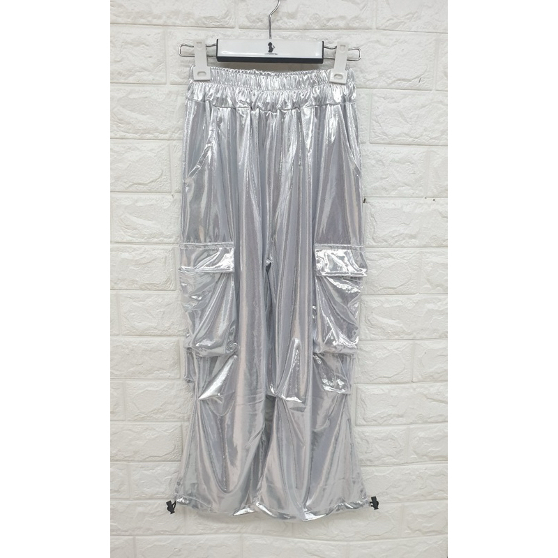 กางเกงคาร์โก้สีเมทัลลิกเงินทองดำพร้อมส่ง(งานตัดเองผ้า - รูปที่ 6