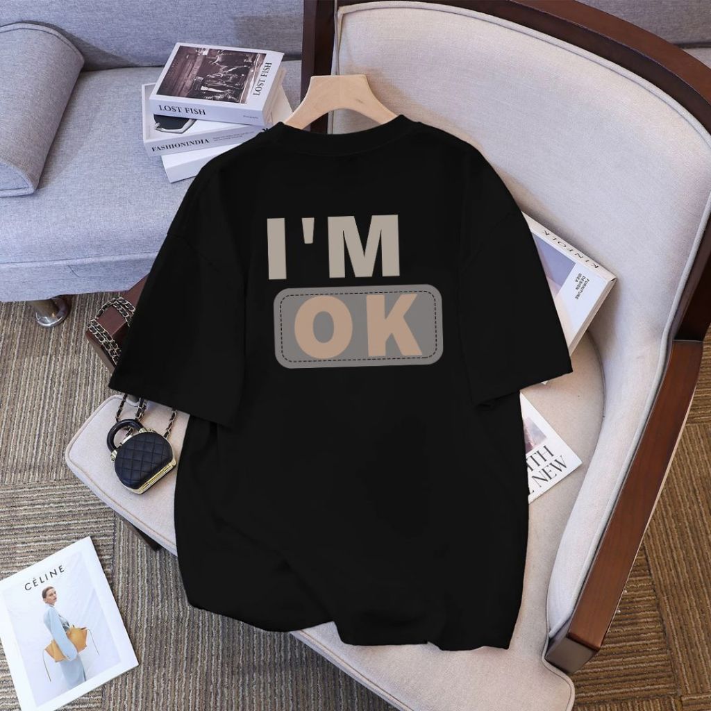 YOU-T เสื้อยืดไซส์ใหญ่ เสื้อยืดชาย สวมใส่สบาย “ฉันโอเค” ผ้าฝ้าย100% ไม่หดตัว คอกลม สไตล์ลำลอง