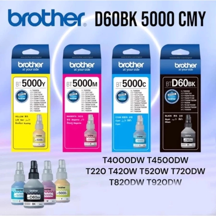 หมึกเติมแท้ - เทียบ Brother BT6000-D60BK/BT5000CMY ชุด 4 สีมีกล่อง For Brother T520 T510 T220 T420 T