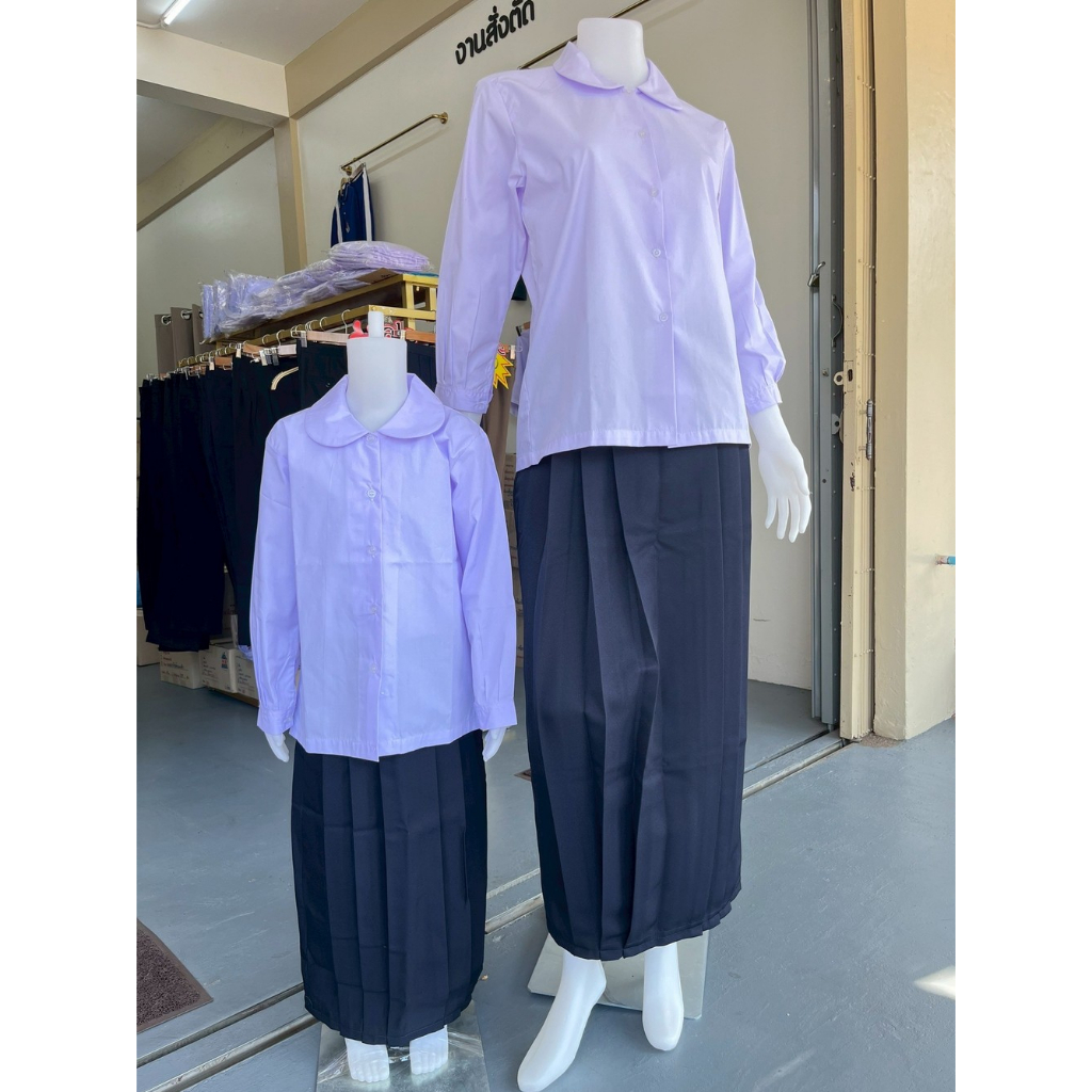 [มีบิลเบิกโรงเรียน] กระโปรงนักเรียนยาว 6 จีบ สีกรม ผ้าโซล่อนยี่ห้อ นำสมัย