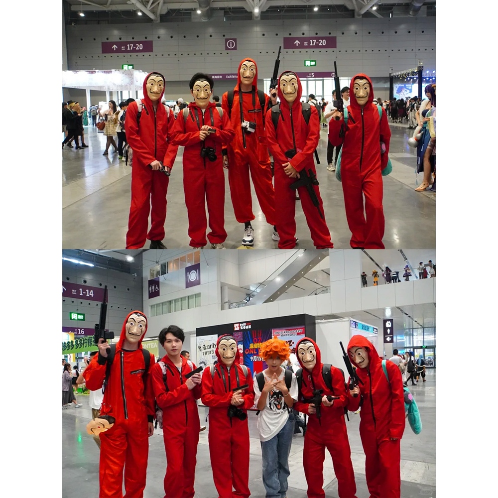 🔥🔥ชุดนักโทษ+หน้ากากฟรี La casa de papel Dali mask jump suit dali money heist ทรชนคนปล้นโลก