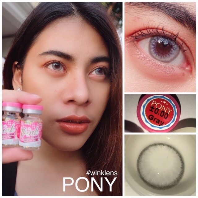 💋 มีค่าสายตา 💋 Pony Brown Gray คอนแทคเลนส์ ตาโต ลายฮิต