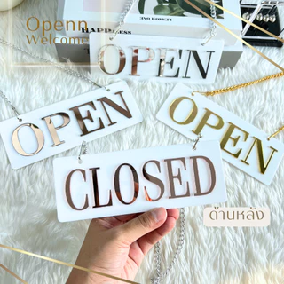 ป้ายอะคริลิค OPEN CLOSED ห้อยประตู ขนาด 19x7 cm. [สินค้าพร้อมส่ง] โรงงานไทย