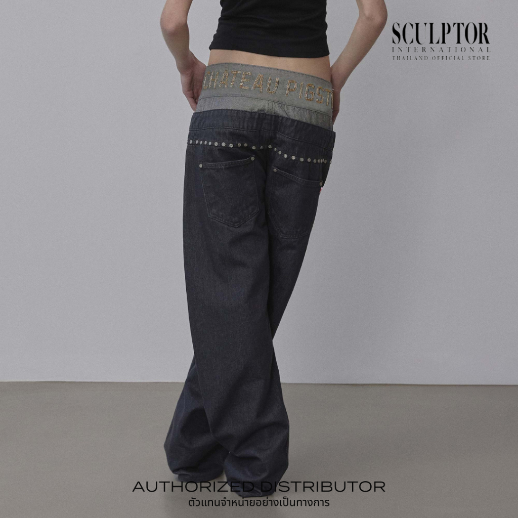 SCULPTOR® กางเกงยีนส์ Beaded Layered Denim Pants