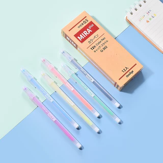 orange ปากกาเจลสไตล์เกาหลี 12 สี หัวปากกา 0.5 มม. หมึกสีทึบแสง สําหรับนักเรียนศิลปะ กล่อง/ถุง