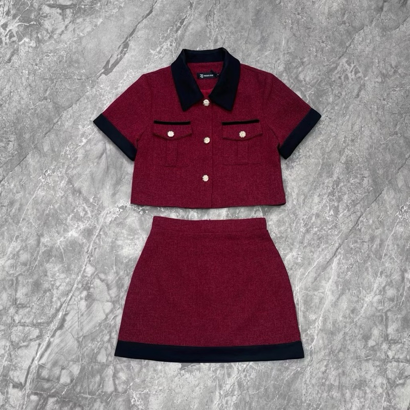 💗งานป้าย 25 twenty five💗(Size : XL)เซ็ทกระโปรงผ้าทอสั้น