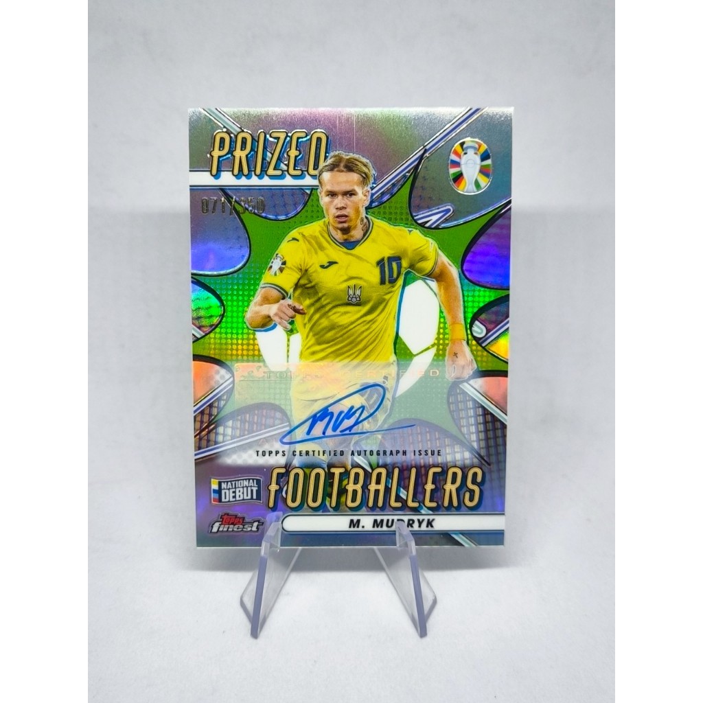 การ์ดลายเซ็นนักฟุตบอล Topps Finest Road to UEFA EURO  Mykhailo Mudryk 71/350 Prized Footballers Auto
