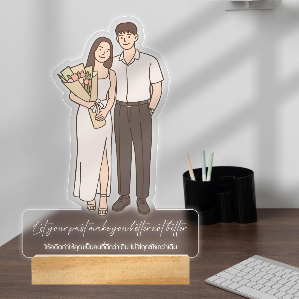 โคมไฟอะคริลิคภาพวาดลายเส้นสั่งทำ สกรีนUVของขวัญวันเกิด ของขวัญให้แฟน วันรับปริญญา วาเลนไทน์