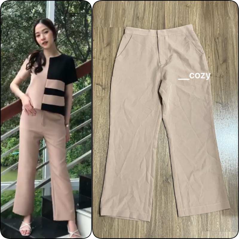 VenusP. (2nd) : M pants กางเกงขายาว กางเกงทำงาน สีครีม