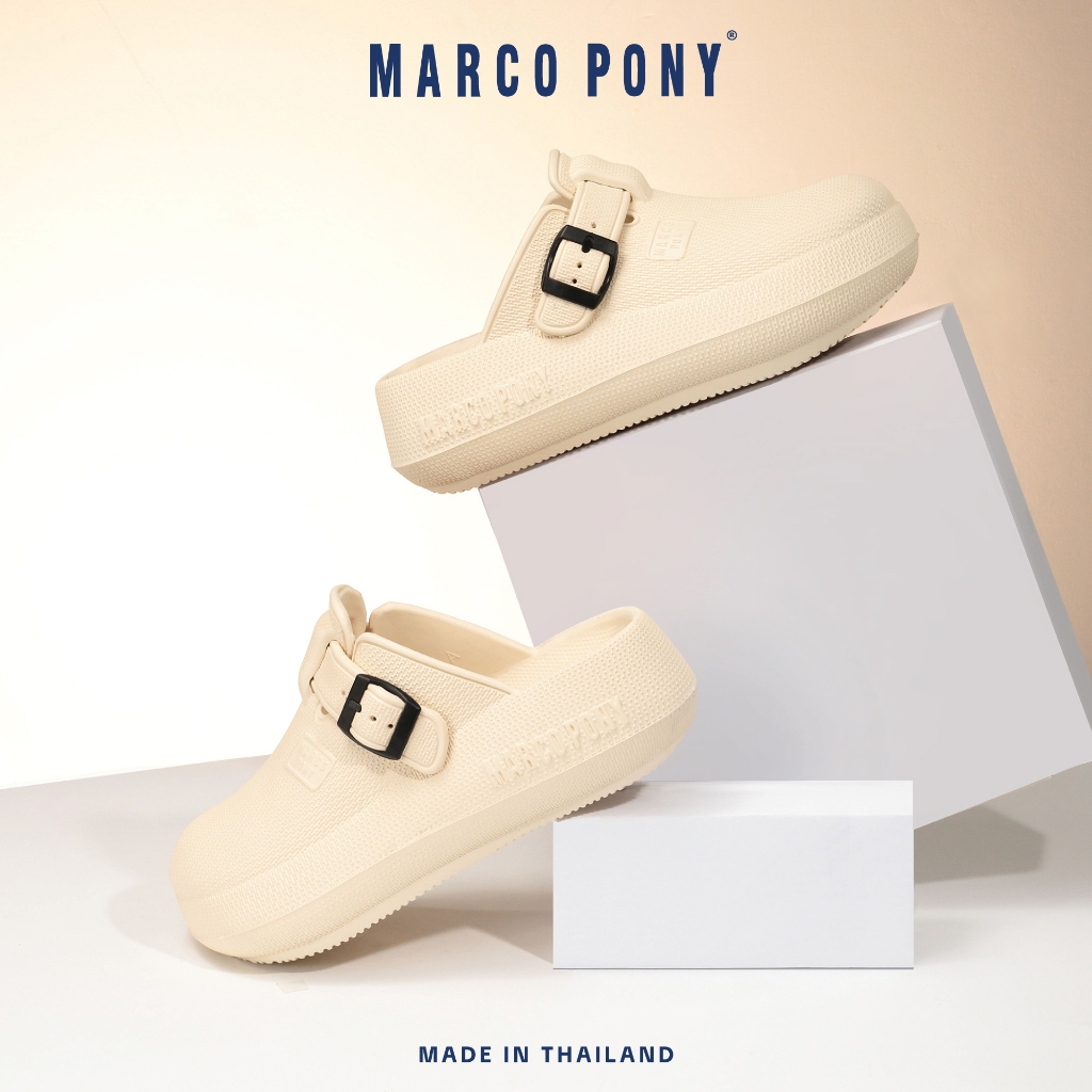Marco Pony รองเท้าเปิดส้น รองเท้าแตะแบบสวม แฟชั่นผู้ชาย ผู้หญิง พื้นหนานุ่ม EVA 